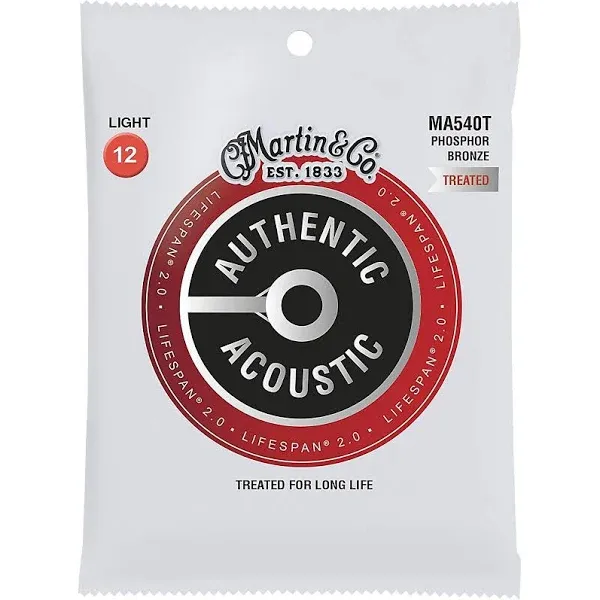 Martin MA540T Lifespan 2.0 Phosphor Bronze Light Authentic Acoustic Guitar Strings