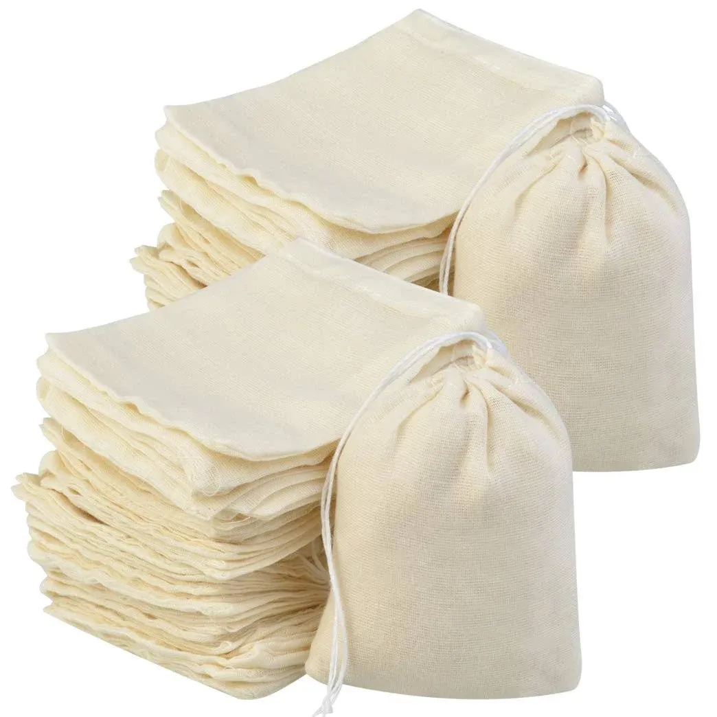 Tayfremn 200pcs Cotton Drawstring Bags, Reusable Muslin Bag Natural Cotton Bags with Drawstring Produce Bags Bulk Gift Bag Jewelry Pouch for Party