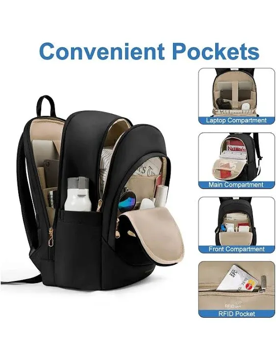 LIGHT FLIGHT Travel Laptop Backpack Women, 15.6 Inch Anti Theft Laptop Backpa...