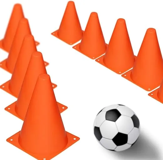 Novelty Place Multipurpose Training Cones (Set of 12), Soft & Durable Traffic Cone for Safety, Agility, Soccer, Football & Other Activities - Neon Orange 7 InchNovelty Place Multipurpose Training Cones (Set of 12), Soft & Durable Traffic Cone for Safety,