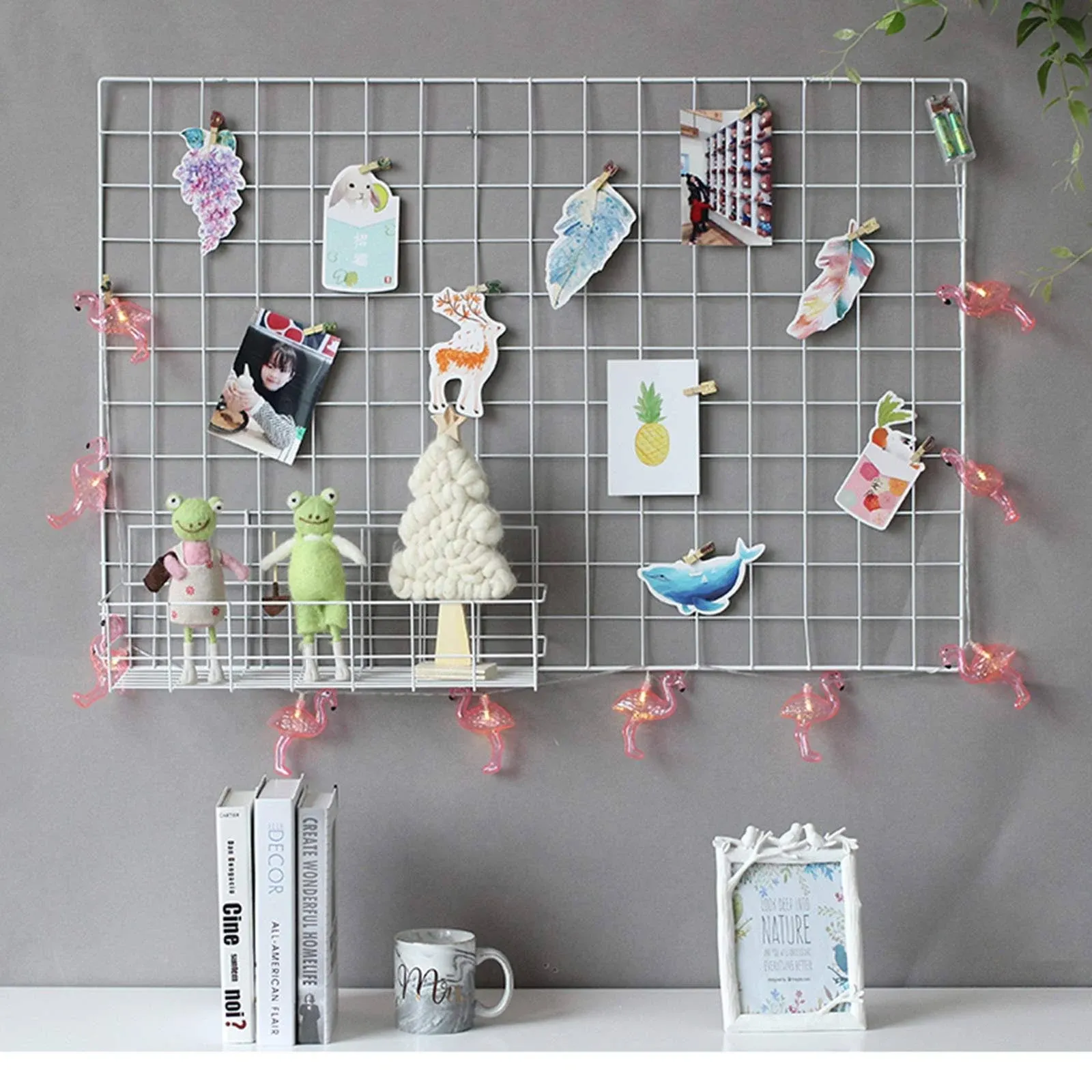 GBYAN Grid Wall Panel White Wall Grid Organizer Multifunctional Wire Wall Grid for Home and Office Photo Display