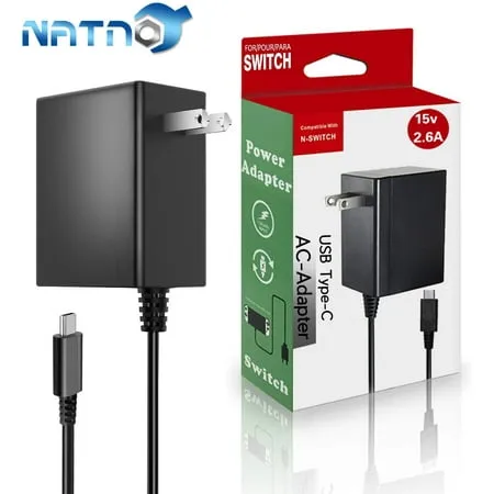 NATNO Charger for Nintendo Switch - 6Ft Switch Charger Supports All TV Switch Docks Fast Charging Power Supply AC Adapter Charger for Nintendo Switch Nintendo Switch Lite and Pro Controller