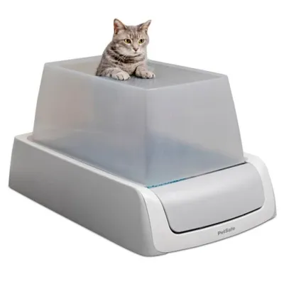 PetSafe ScoopFree Complete Plus Self-Cleaning Cat Litter Box with Front-Entry Hood - Never Scoop Litter Again - Hands-Free With Included Disposable Crystal Tray - Less Tracking, Better Odor Control