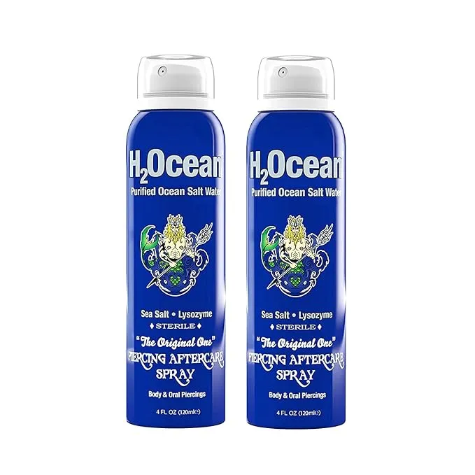 H2ocean Piercing Aftercare Spray, 4 Fluid Ounce Set of 2 Total 8 Fluid Ounce