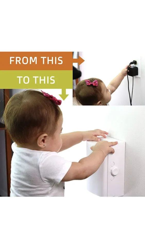 Baby Safety Outlet Cover BOX Patent Pending Double Lock for Much Better Toddle