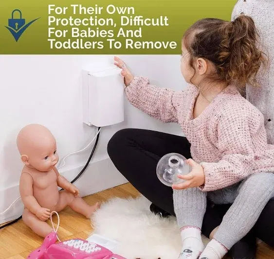 Baby Safety Outlet Cover BOX [Patent Pending] Double Lock for Much Better Toddler Proofing, Easier Operation, Simple 3 Step Install with Included Screws. Provides Extra Space Inside for Plugs,Adapters