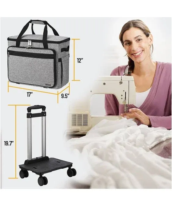 Finesun Sewing Machine Case With Wheels, 3 In 1 Foldable Deluxe