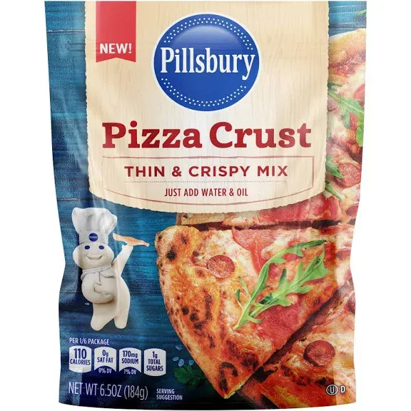 Pillsbury Thin and Crispy Pizza Crust Mix, 6.5-Ounce (Pack of 12)