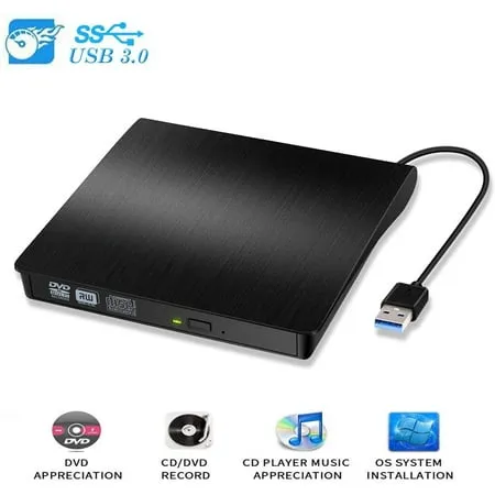 External CD Drive, USB 3.0 Portable Cd/dvd +/-rw Drive Slim Dvd/cd ROM Rewriter Burner Compatible with Laptop Desktop PC Windows Linux OS Apple Mac(