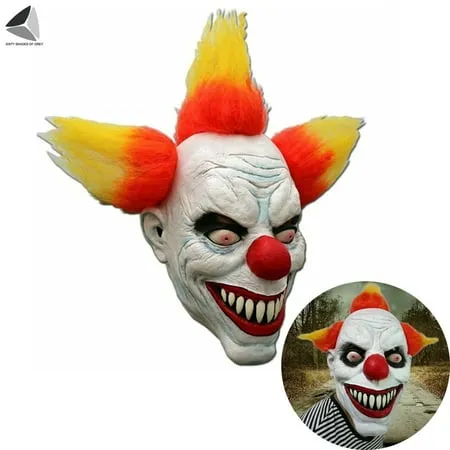 Sixtyshades Scary Red Hair Clown Mask Halloween Creepy Masquerade Mask for Cosplay Costume Party Props