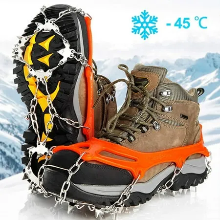 Ice Cleats Traction Snow Grips for Boots Shoes Women Men Kids Anti Slip 19 Stainless Steel Spikes Safe Protect for Hiking Fishing Walking Climbing Mountaineering