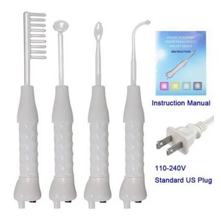 High Frequency Machine Portable Handheld High Facial Frequency with 4 Pcs Argon Gas Wand -White Wrinkle Skin Spot Remover Beauty Device