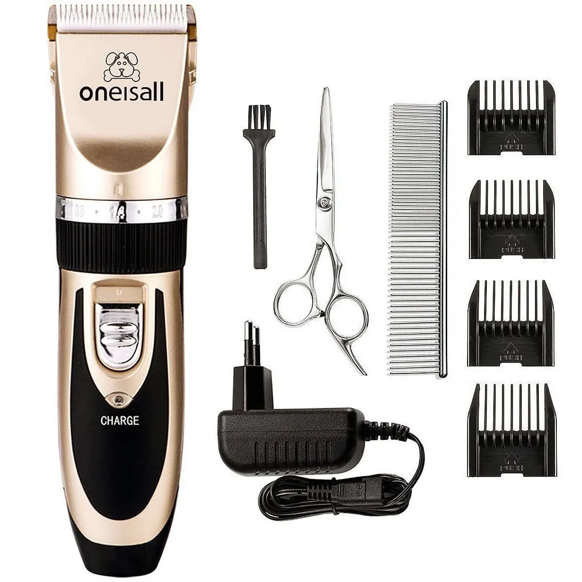 oneisall Dog Shaver Clippers Low Noise Rechargeable Cordless Electric Quiet Hair Clippers Set for Dogs Cats Pets