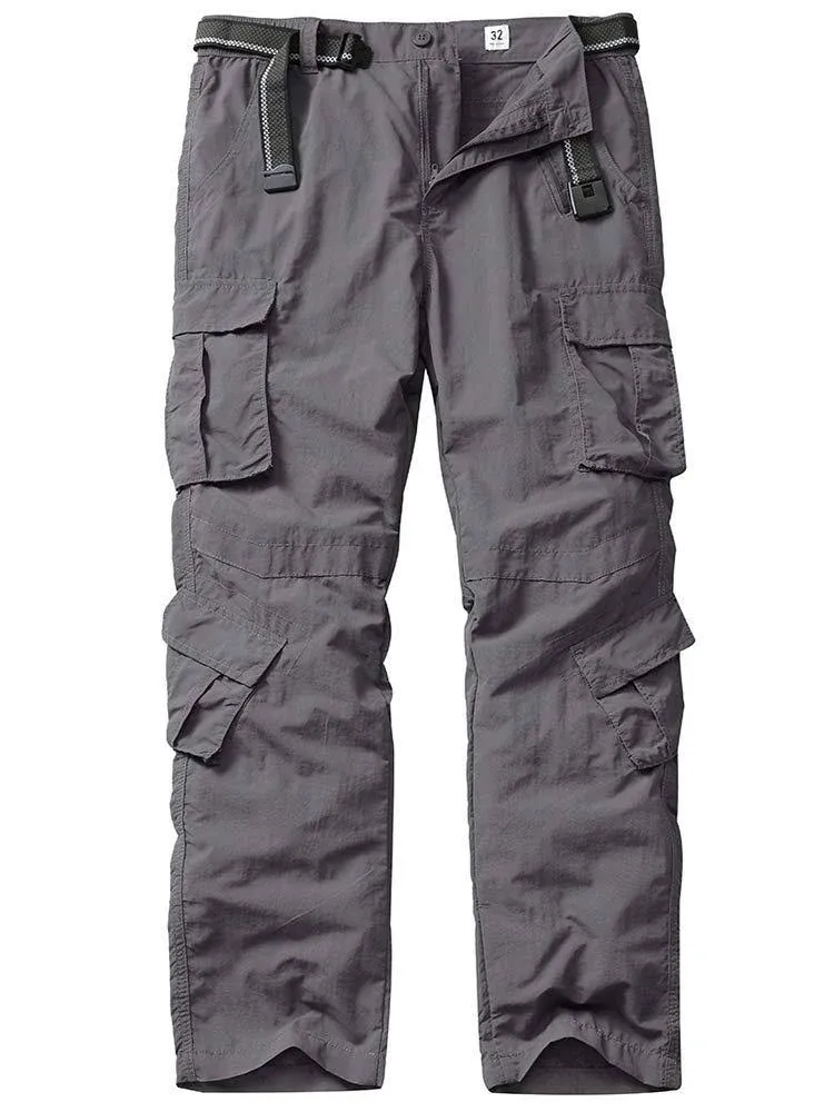 linlon Mens Outdoor Quick-Dry Lightweight Hiking Mountain Cargo Pants with 8 Pockets,Grey,30