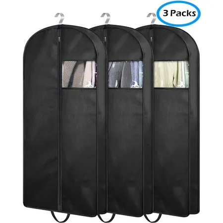 MISSLO 43 inch Travel Garment Bag for Suit, Dress, Coat, Clothes Garment Cover Moth Proof Hanging Bag, Black, Adult Unisex