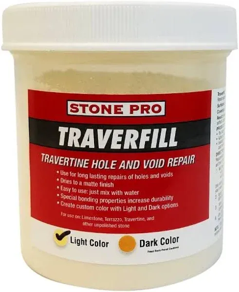 Stone Pro Traverfill - Travertine Hole and Void Repair - 1 Pound - Light