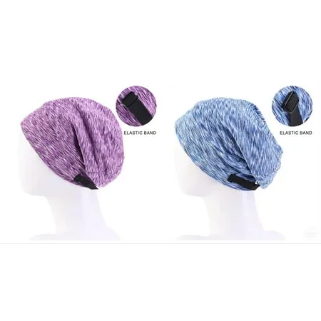 Women s Blue Purple Adjustable Satin Silk Lined Slouchy Sleep Cap Chemo Hat Yoga Beanie for Teens Adults