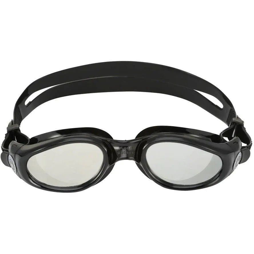 Aqua Sphere Kaiman Silver Titanium Mirror Swim Goggles, Black, 192640