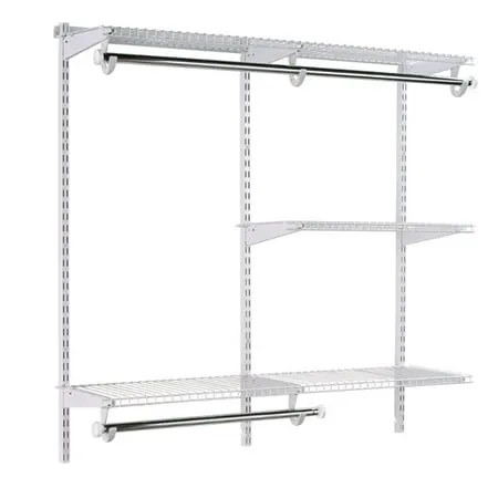 Rubbermaid Configurations Custom Closet Kit, 4-8 Ft. Adjustable Metal Wire Shelving, White Finish, Expandable Organization System, Hardware Included, for Home Closet/Pantry/Laundry/Mudroom