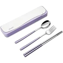 DEVICO Travel Utensils, Portable 18/8 Stainless Steel Silverware Flatware Set, Include Fork Spoon Chopsticks