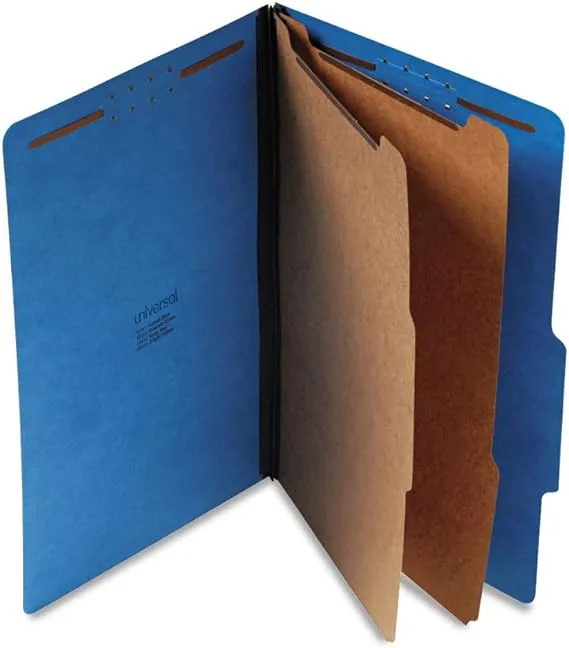 Universal 10311 Pressboard Classification Folders, Legal, Six-Section, Cobalt Blue (Box of 10)