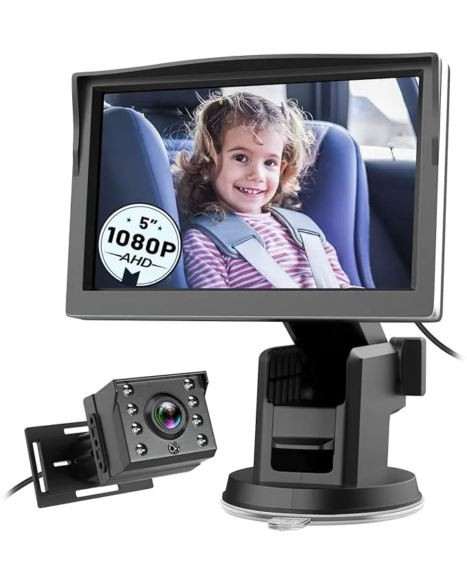 Antook 1080P Baby Car Mirror For Back Seat, 5 Inch Baby Car Camera Infants Kids 