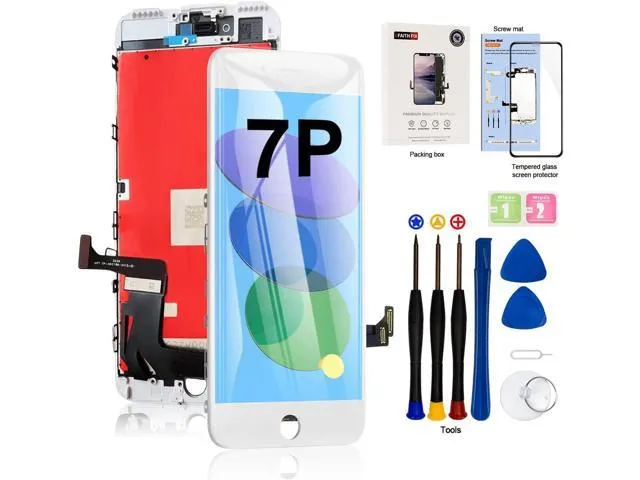 for iPhone 7 Plus LCD Screen Replacement White 5.5 Inch Frame Assembly LCD Display 3D Touch Screen Digitizer with Repair Tools Kit Tempered Glass.