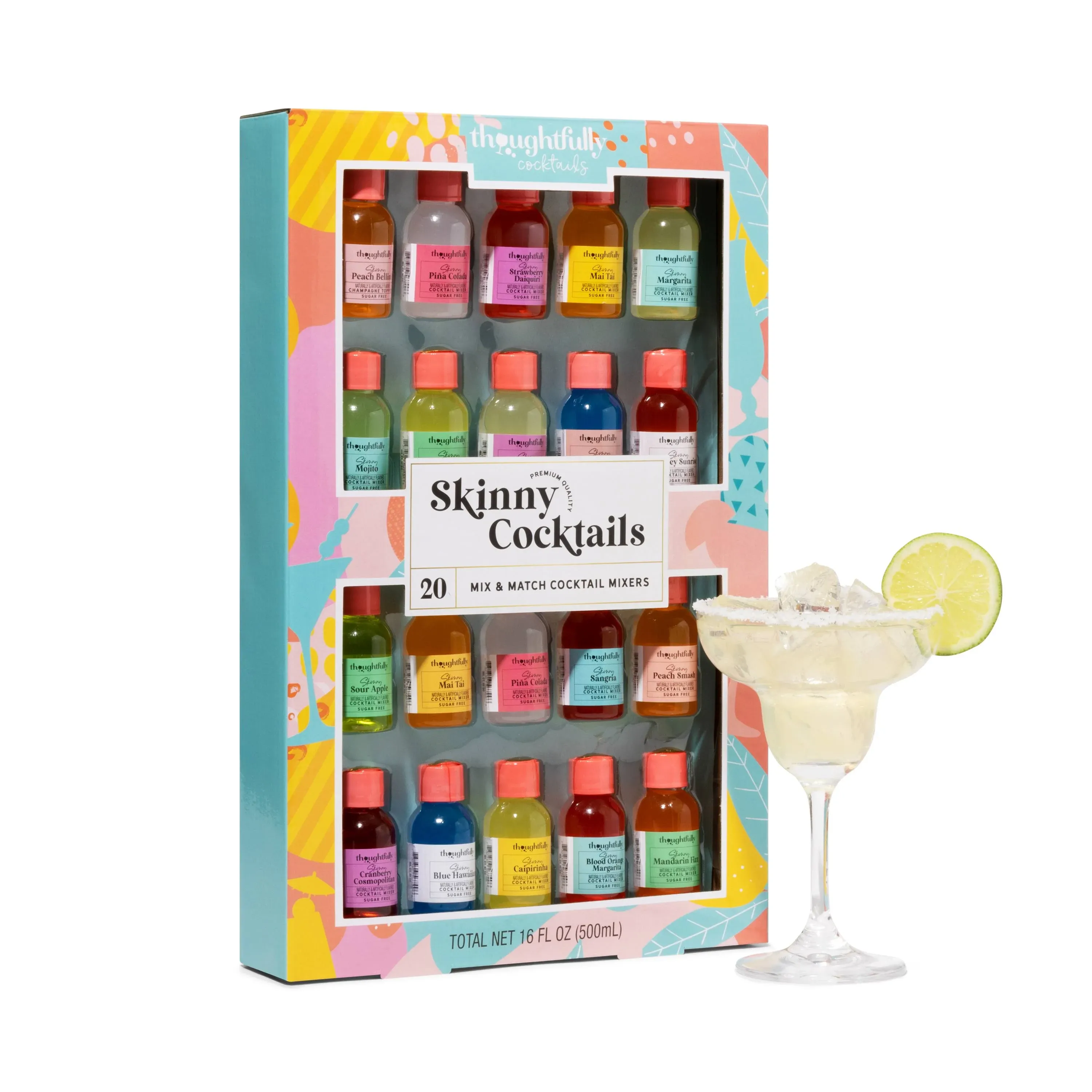 Thoughtfully Cocktails, Mix and Match Skinny Cocktail Mixers Gift Set, Set of 20 ...