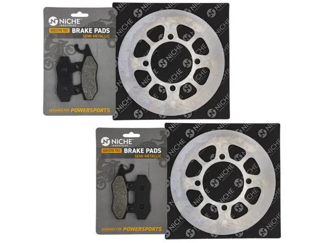 NICHE Front Brake Rotor Pad Kit Semi Metallic For Suzuki Quadrunner Quadmaster 500 59300-08810 59100-39841 59211-09F10