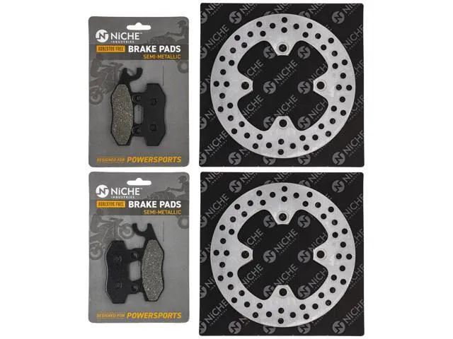 NICHE Front Brake Rotor Pad Semi Metallic Kit For Kawasaki Brute Force 650 43082-1094 43082-1093 43082-0023 43082-0022