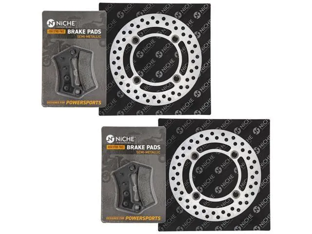 NICHE Front Brake Rotor Pad Semi Metallic Kit For Polaris 2203318 5254999 5254272 ATV