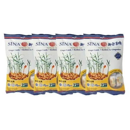 4 Bags of SINA Ginger Candy the Original Ting Ting Jahe since 1935 4.4 oz Per Bag Total of 17.6 oz (1.1 lbs)