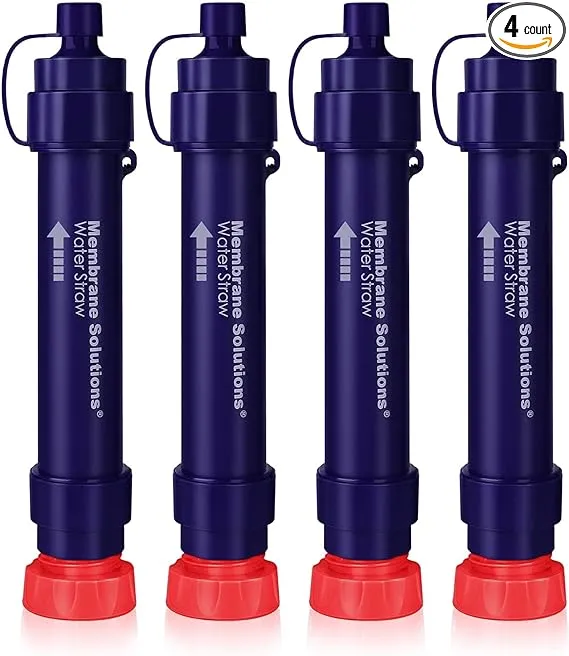 Membrane Solutions Water Filter Straw WS02, Detachable 4-Stage 0.1-Micron Portable Water Filter Camping, 5,000L Water Purifier Survival Gear and Equipment for Hiking Camping Travel and Emergency