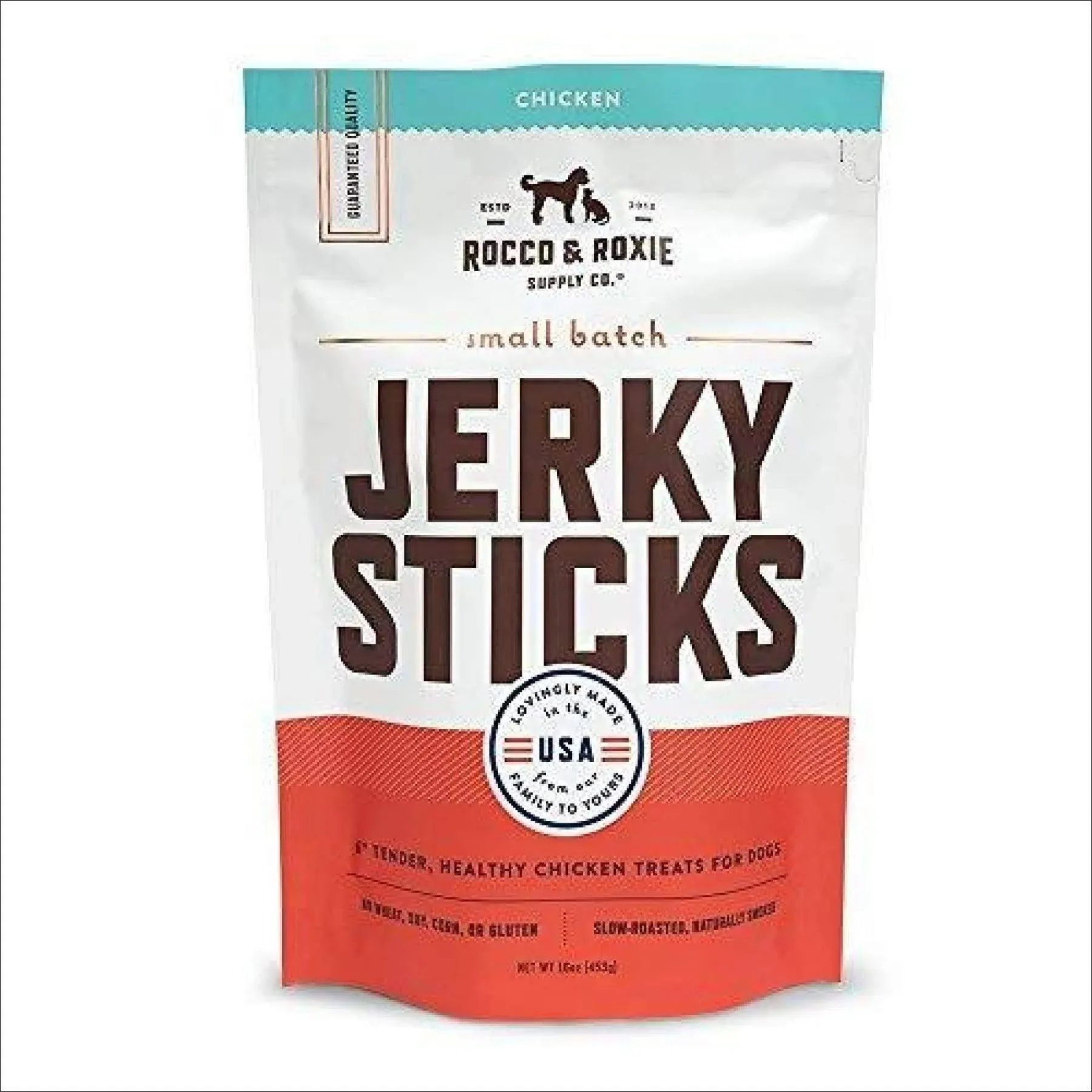 Rocco & Roxie Jerky Dog Treats - Slow Roasted Beef Sticks for All Breed Sizes - 170g Bag