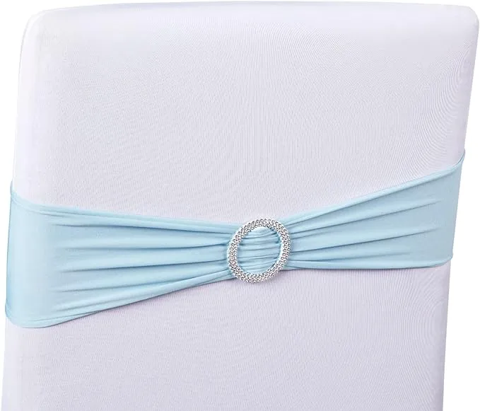 Juvale 50 Pack Light Blue Chair Sashes for Wedding Reception, Baby Shower ...