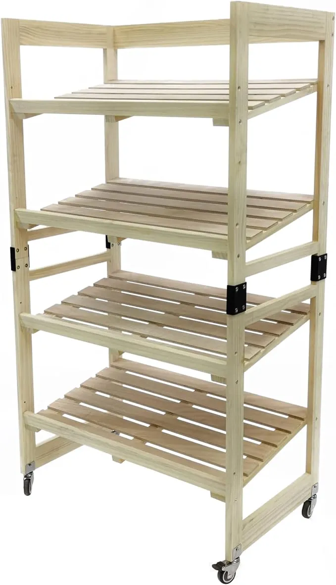 FixtureDisplays® 4-Tier Bakery Bread Rack with Angled Shelves Wooden Display Rack Bread Store Rack 30X18X55" 101143