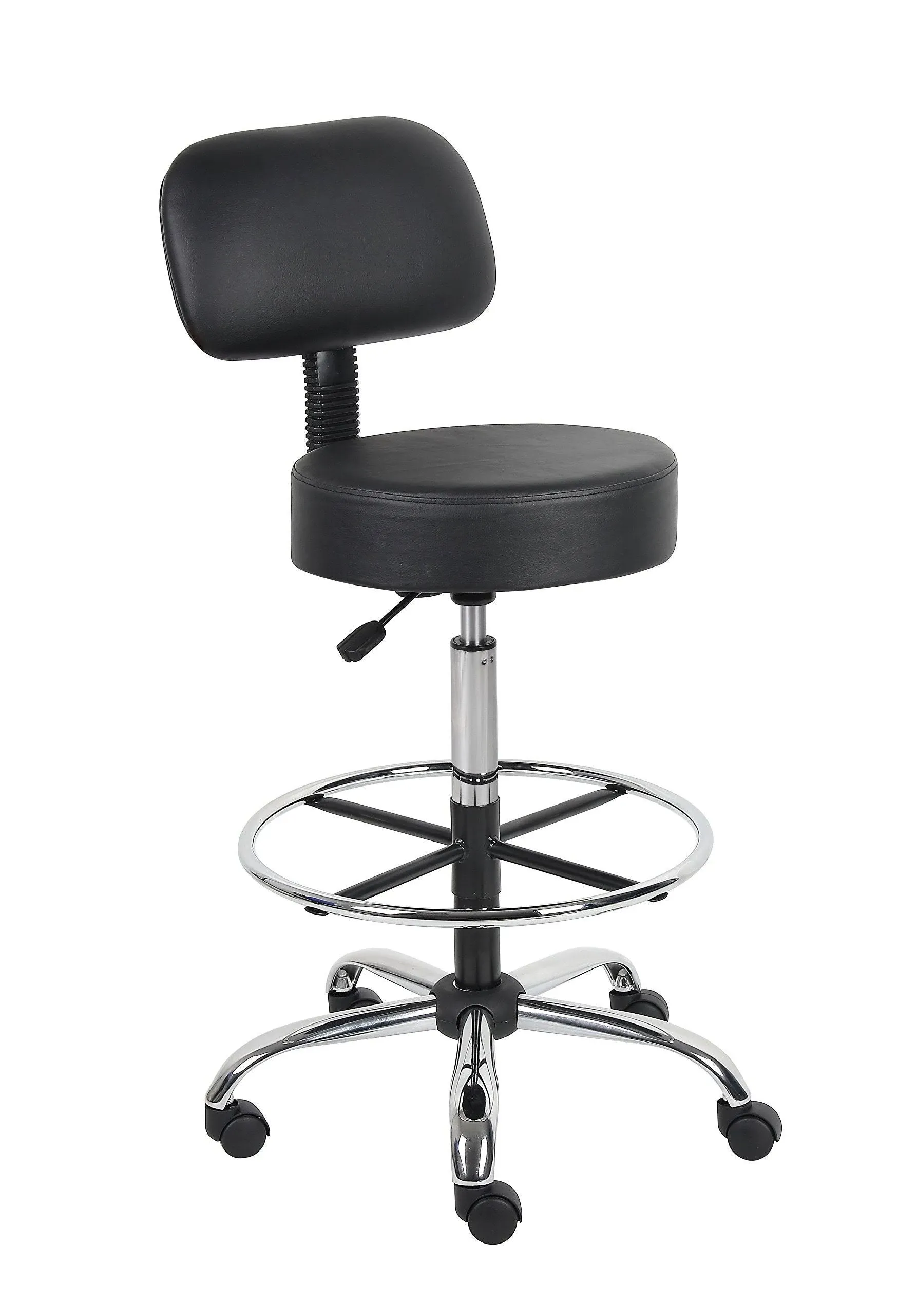 Boss Office Products Deluxe Drafting Stool, Black