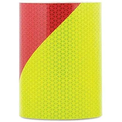 Orafol V98 77575-610 6&#034; x 10&#039; LH Red &amp; Fluorescent Lime Chevron Safety Tape -USA