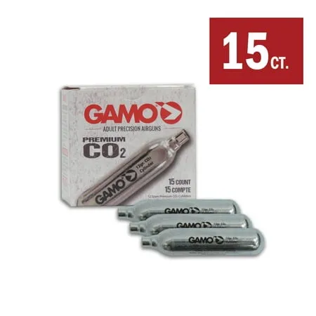 Gamo Premium 12 gr. CO2 Cylinder Cartridges for Air Pistols and Air Rifles - 15 Count