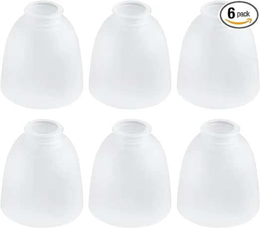 6-Pack White Frosted Glass Shades, Bell Shaped Glass Shade Covers Ceiling Fan 