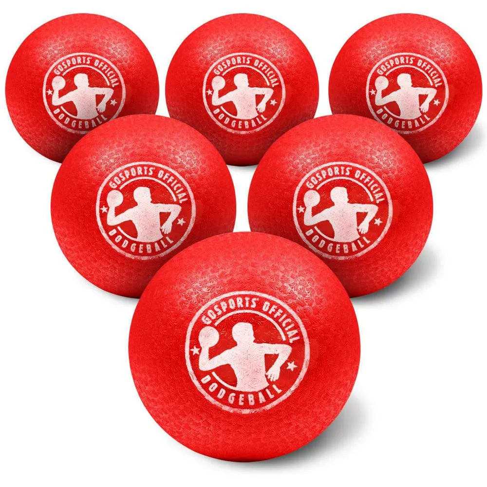 GoSports Dodgeball Balls - 6 Pack Air Touch No-Sting Balls - Includes Ball Pump & Mesh Bag - Red