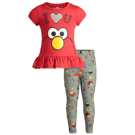 Sesame Street Elmo Big Bird Cookie Monster Infant Baby Girls T-Shirt and Leggings ...