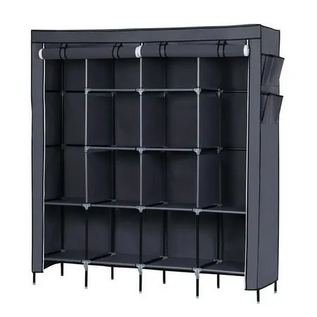 Closet Organizer for Bedroom Wardrobe Rack for Home Gray 67 Clothes Closet Portable Wardrobe Clothes Storage Rack 12 Shelves 4 Side Pockets