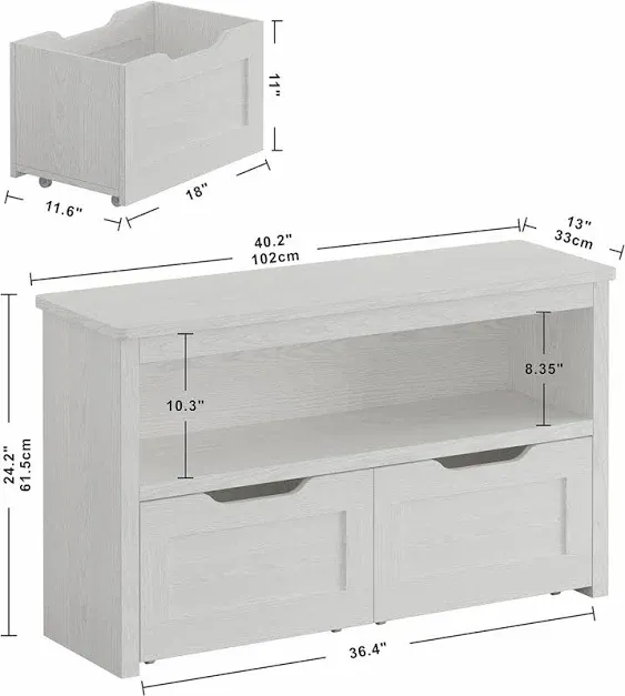 Ironck Toy Storage Organizer for Boys and Girls with Drawers, Floor Toy Box with Wheels and Open Shelf, Storage Chest for Nursery, Playroom and Bedroo