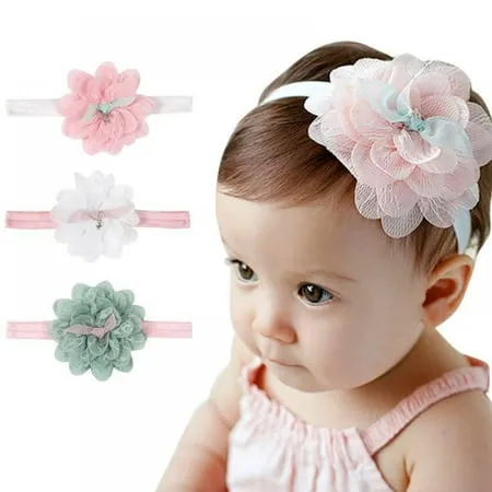 Kernelly 15pcs Baby Girls Headbands Chiffon Flower Soft Stretchy Hair Band Hair Accessories for Baby Girls Newborns Infants Toddlers and Kids