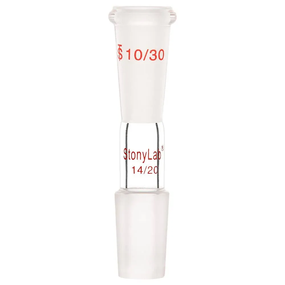 stonylab Glass Reducing Connecting Adapter, Borosilicate Glass 10/30 Outer to 14/20 Inner Joint Connecting Adapter for Laboratory Lab Supply