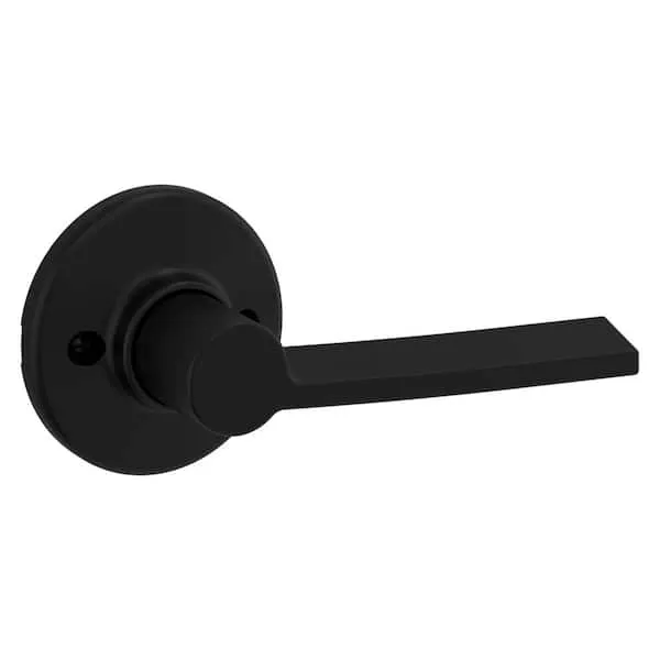 Kwikset Ladera Dummy Door Handle, Single Sided Lever for Closets, French Double Doors, and Pantry, Matte Black Non-Turning Left Handed Interior Push/Pull Lever