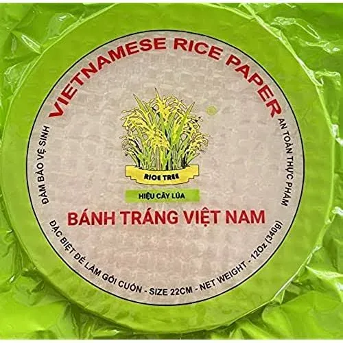 Organic Spring Roll Rice Paper Wrapper for Fresh Roll (22cm Round 12 oz) Non GMO ...