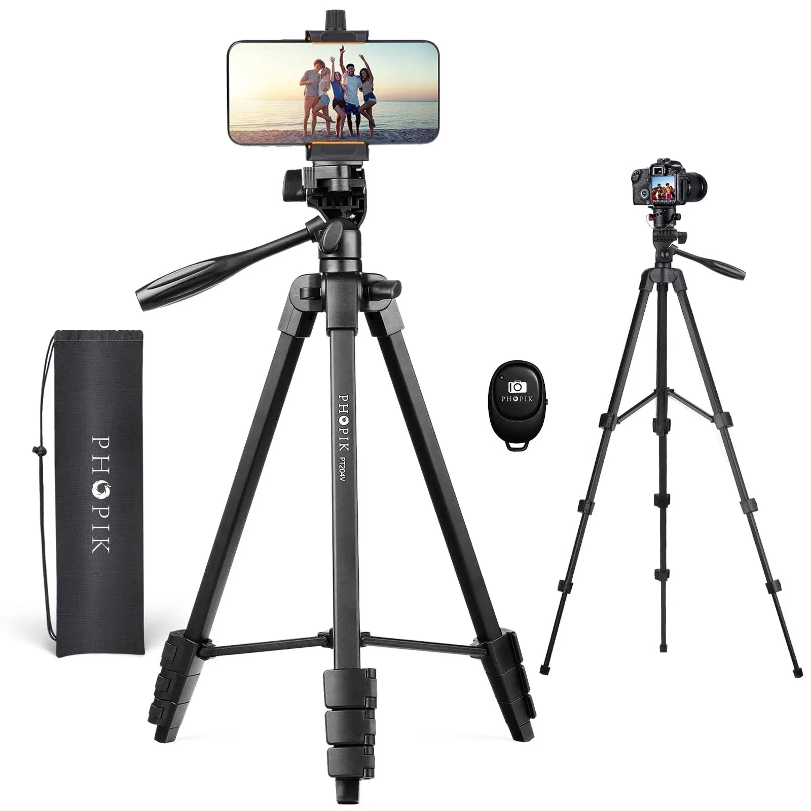 Phopik Lightweight Phone Tripod 55-Inch, Video Tripod with 360 Panorama and 1/4 ...