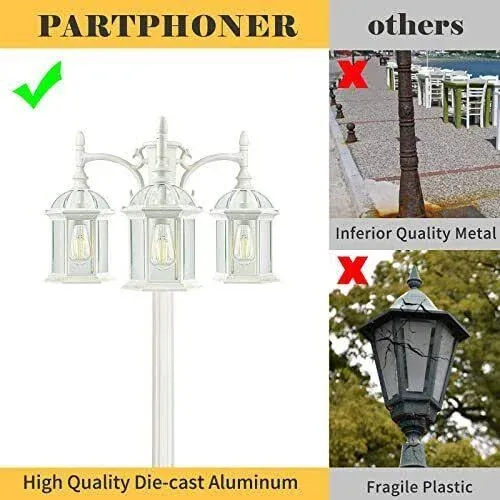 3head Outdoor Lamp Post Light Birdcage Waterproof Outside White Street Light Pol